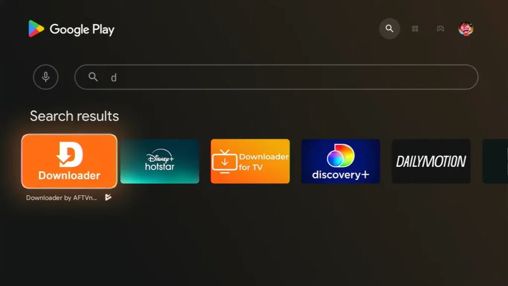 Search and Install Downloader App on Android TV