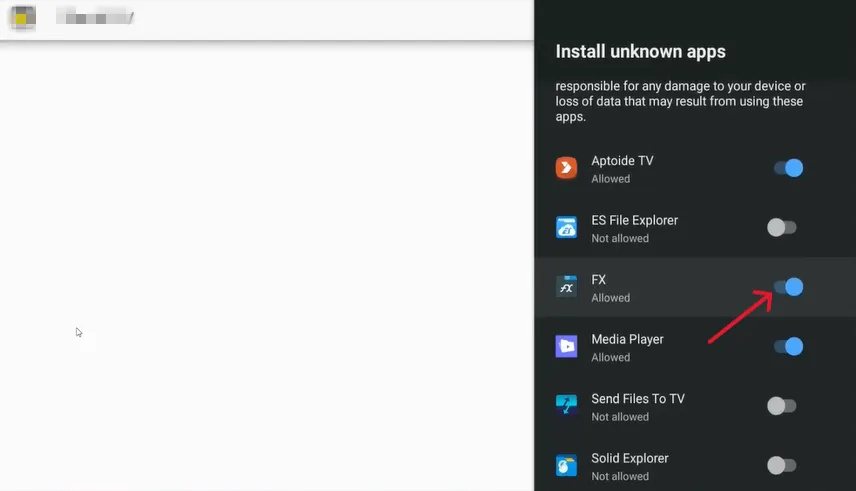 Enable Install Unknown Apps and Install CloudStream on Android TV