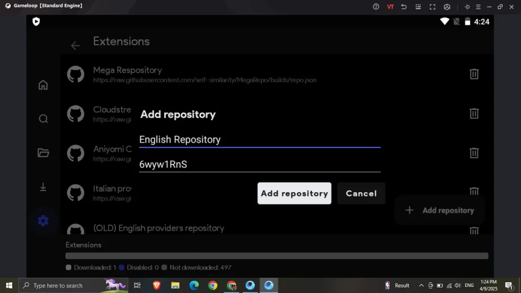 Add Repository in CloudStream PC