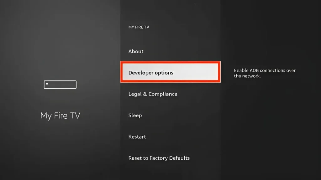 Open Developer Options menu on Firestick