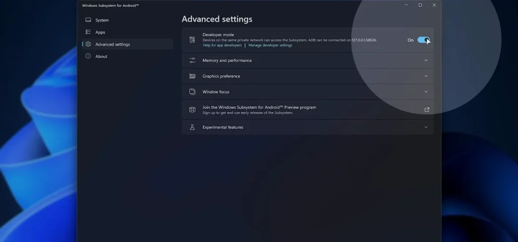 Enable Developer Mode WSA
