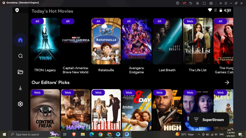 Select Content CloudStream PC